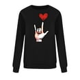 thumbnail image 5 of GUZOM Womens Valentine's Day Sweatshirt, Black Oversized Off-The-Shoulder with Pixel Rock On Hand Heart Print,Size XL, 5 of 6