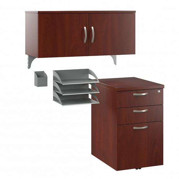Bush 3 Drawers Vertical Lockable Filing Cabinet, Cherry