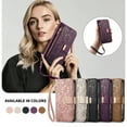 thumbnail image 5 of Allytechgroup for Galaxy A15 5G Case, PU Leather Floral Embossed Flip Stand Hand Wrist Shoulder Strap Zipper Pocket Cards Slots Shockproof Wallet Case Cover for Samsung Galaxy A15, Purple, 5 of 13