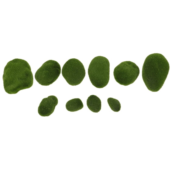 HOOWIFFY 10Pcs Green Artificial Moss Foam Stones Decorative Faux Garden Wall Decor