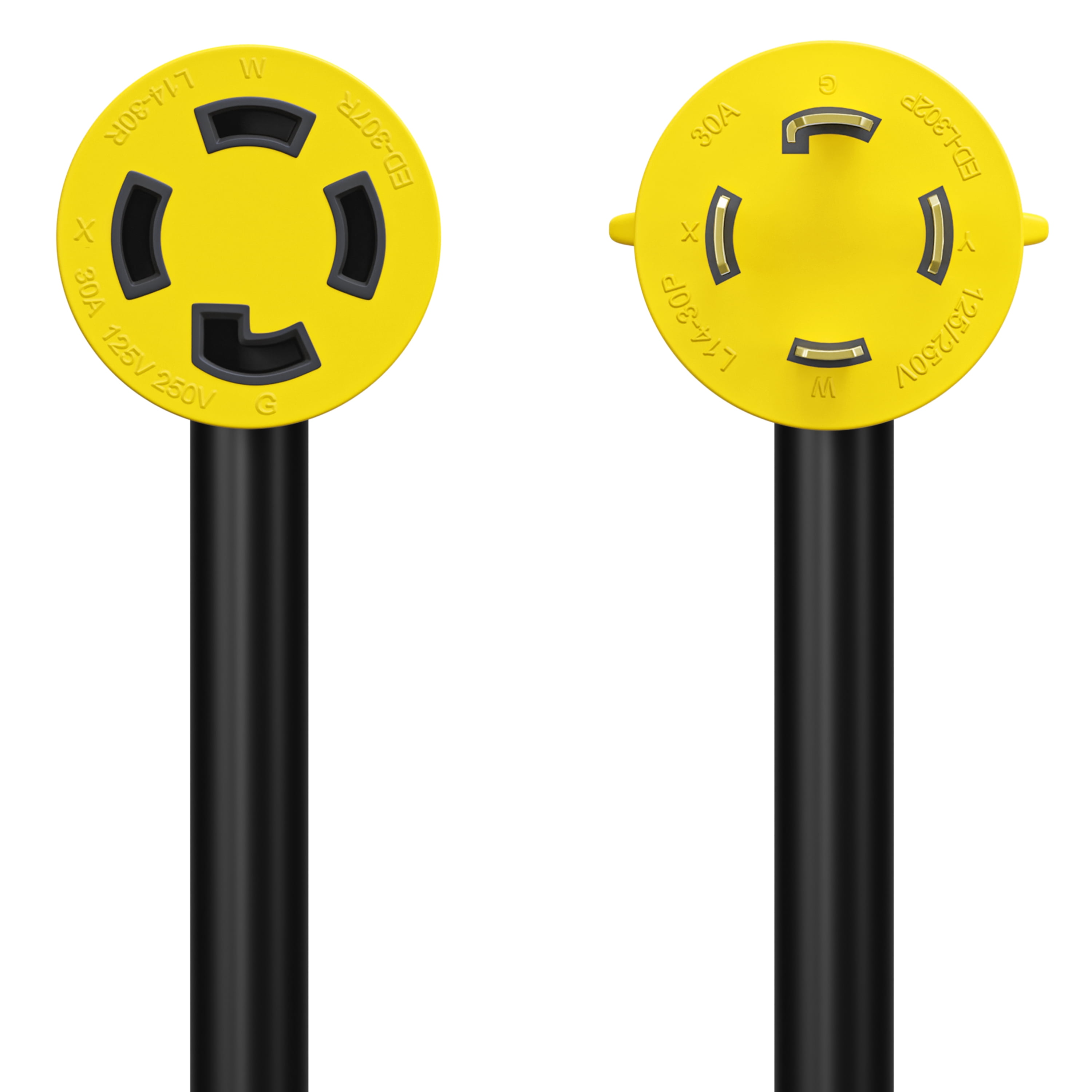 Leisure Cords 15' Cord Power Cable, Black with Yellow Ends
