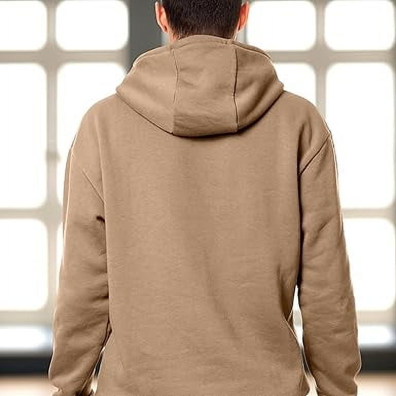 Elegant Comfort Men's Fleece Hoodies, Moisture Wicking & Breathable, Pullover Hooded Sweatshirt, X-Large, Taupe