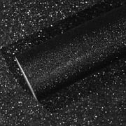 VEELIKE Black Glitter Wallpaper 15.7''x118'' Peel and Stick Sparkly Glitter Black Contact Paper Decorative Self Adhesive Removable Glitter Fabric Wall Paper Roll for Bedroom Wall Decor Cabinets Liners