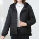 thumbnail image 1 of Parkas de manga larga para mujer, informales, holgadas, lisas, a la moda, con cuello vuelto, abrigo holgado de manga larga, blusa para mujer, 1 of 6