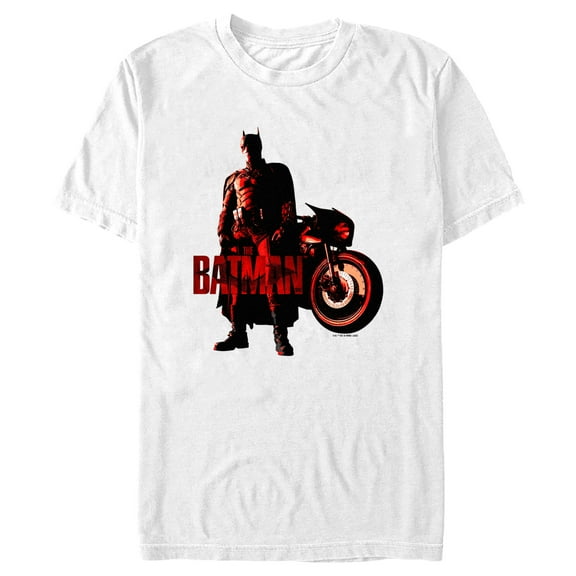 Men's The Batman Red Batcycle Graphic Tee White 3X Large