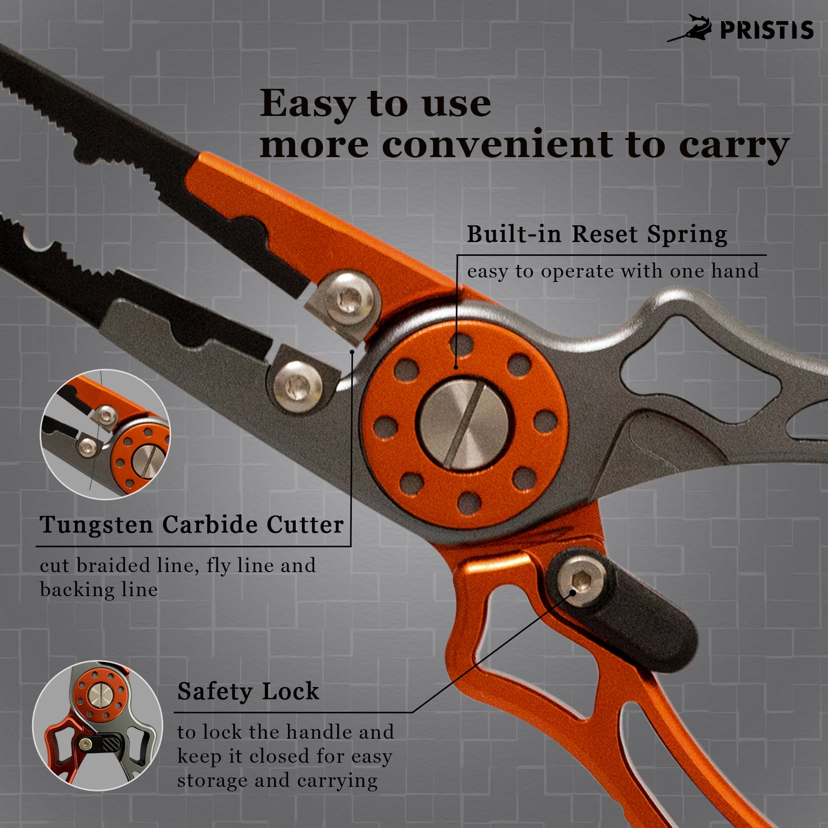 Pristis Fishing Pliers, Saltwater Resistant Teflon Coated Split Ring Gear, Multi-Function Equipment