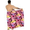 thumbnail image 2 of HAPPY BAY Men's Pareo Swim Trunk Vacation Sarong Beach Wrap One Size Pink, Palm Tree Summer Vacation Party, 2 of 5