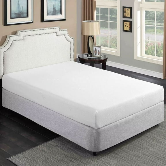 Contemporary 8 in. Twin Size Gel Memory Foam Mattress in a Box, Cooling Technology, Pressure Relief, White