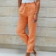 thumbnail image 2 of Bovemsi Women's Casual Pants Fashionable And Summer Elastic High Waisted Solid Color Cotton Linen Loose Trousers with Pockets, 2 of 5
