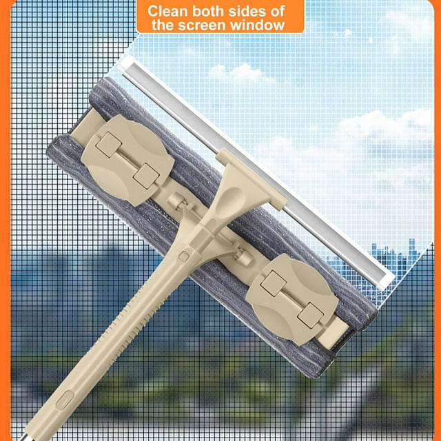 Telescopic Window Cleaning Rod with Double-Sided Wiper, High-Rise Glass Cleaner Tool, 3-Section Pole, Fiber Cloth, 30-141cm Adjustable Length