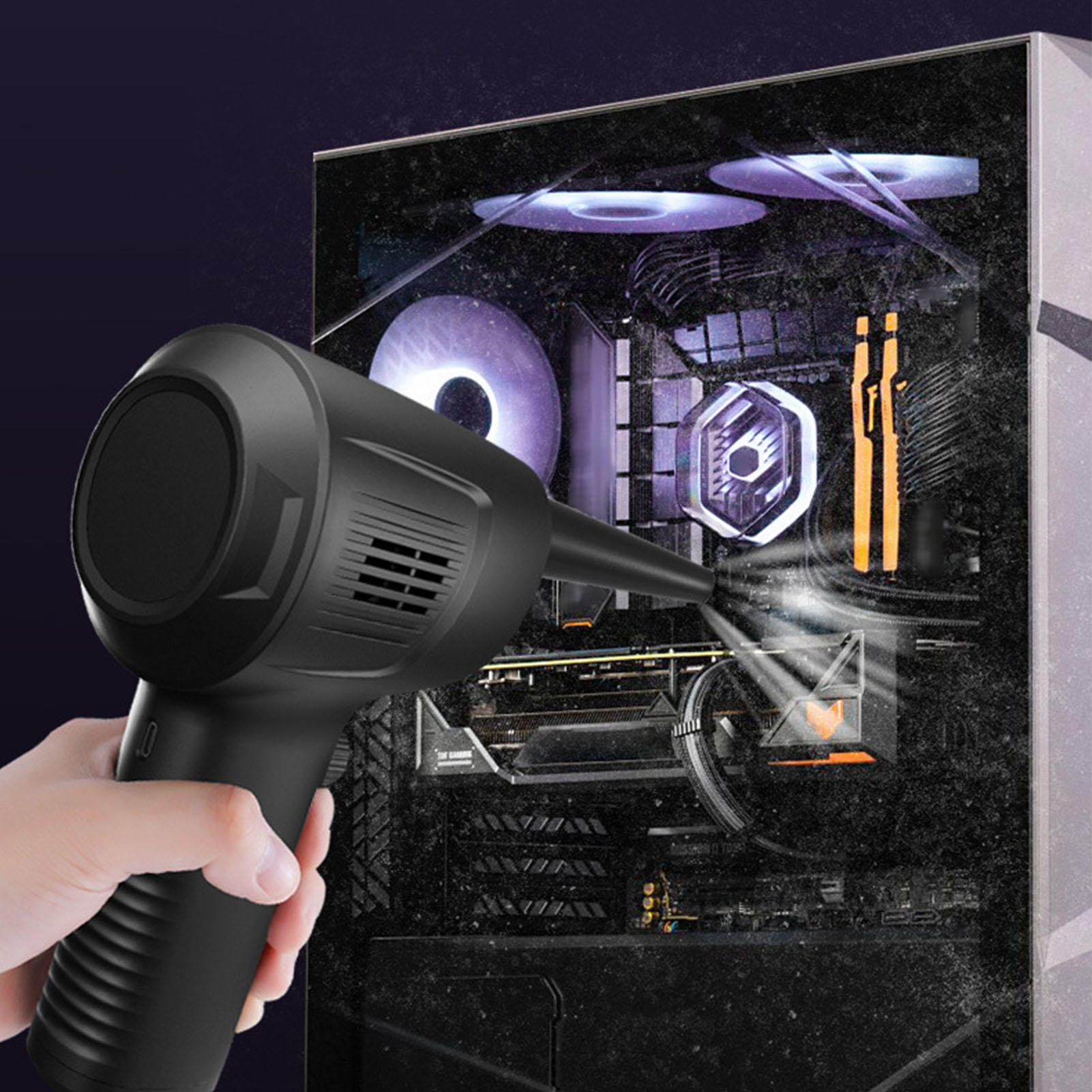 BOKYAN 50000RPM Cordless Air Duster – 5‑Nozzle Rechargeable Portable Blower for Computers, Keyboards, Cars & Inflatable Toys
