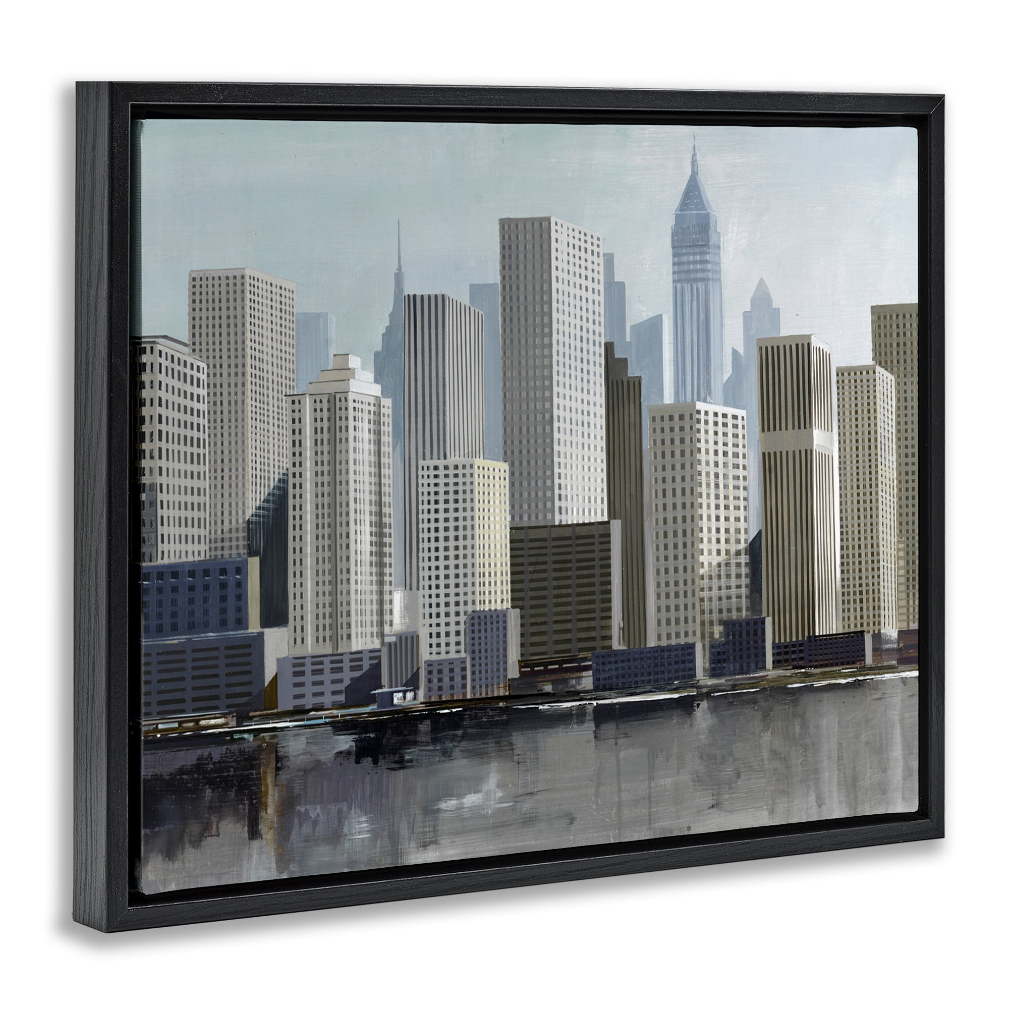 Stupell Industries New York City Sans Bridge Black Framed Floater Canvas Wall Art, design by Lorenzo Collective