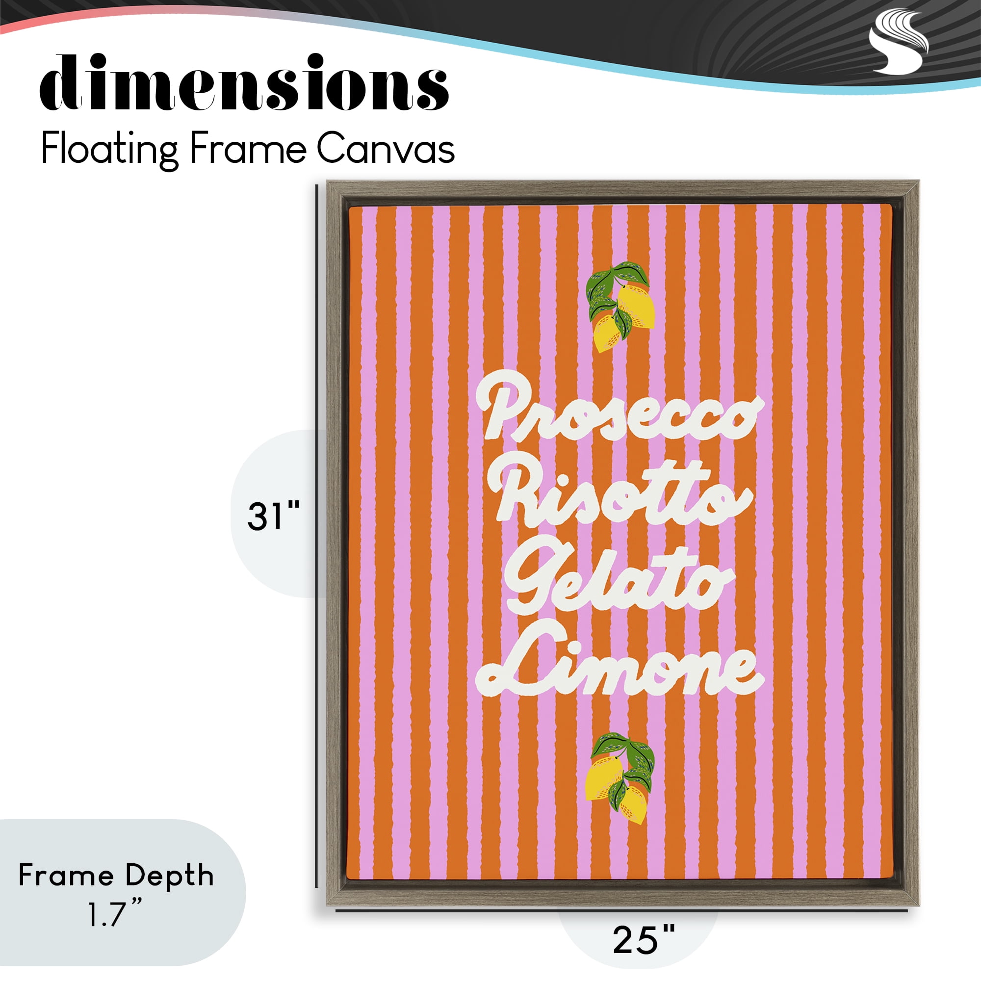 Stupell Industries Italian Enjoyment over Stripes Brown Framed Floater Canvas Wall Art, design by Indira Prieto | IndySign