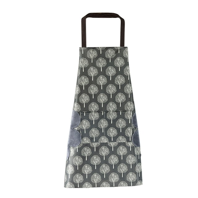 **PVC Cooking Apron for Women with Absorbent Coral Fleece Towels, Adjustable Neck & Waist Straps, Double Pockets, Lightweight & Waterproof Kitchen Apron for Cooking, Baking, Cleaning (72x68cm)**