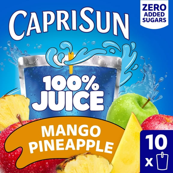 Capri Sun 100% Juice Mango Pineapple Juice Box Pouches, 10 ct Box, 6 fl oz Pouches