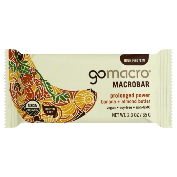 GoMacro Macrobar Prolonged Power, Banana + Almond Butter, 2.3 oz bars