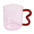 thumbnail image 1 of Taza de vidrio colorida de 450 ml / 15 oz para la oreja Vaso de agua Taza para beber Latte Taza de borosilicato para cerveza Vino Rosado, 1 of 6