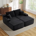 thumbnail image 2 of Muumblus Indoor Double Chaise Lounge Sofa with Cup Holders, 69"W Oversized Deep Seat Cloud Sectional Sofa, Boneless Sleeper Couch Bed, Black Corduroy, 2 of 11