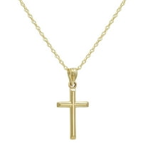 Amanda Rose Collection 14k Yellow Gold Cross Pendant Necklace for Women on a 20 inch 14K Yellow Gold Chain
