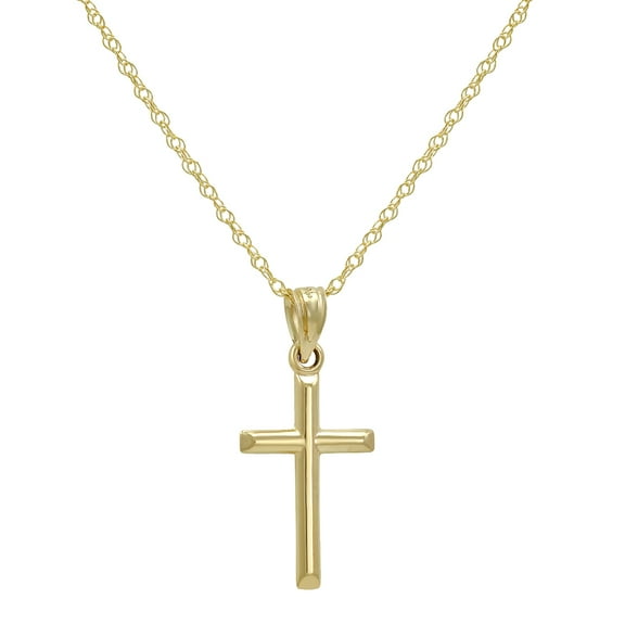 Amanda Rose Collection 14k Yellow Gold Cross Pendant Necklace for Women on a 20 inch 14K Yellow Gold Chain
