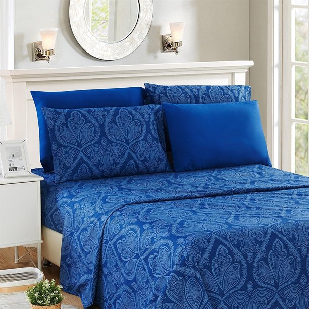 Lux Decor Collection Paisley Printed 6 Piece Deep Pocket 1800 Series