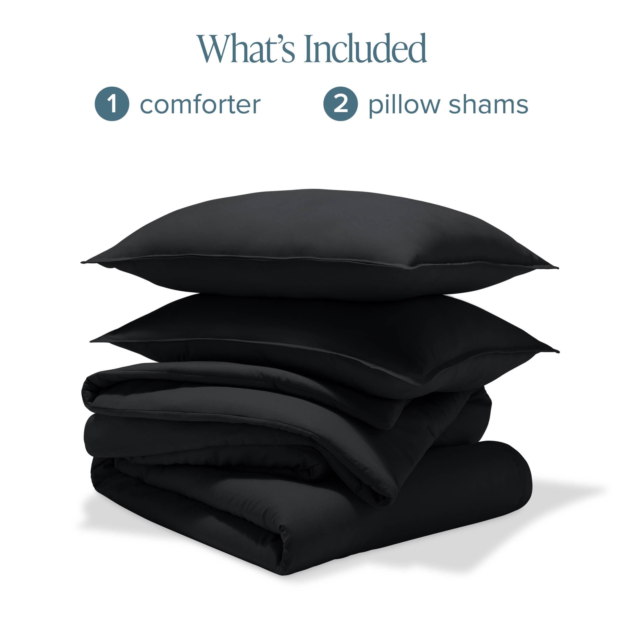 Bare Home Down Alternative Comforter Set - 3-Pieces - All Seasons - Queen, Black