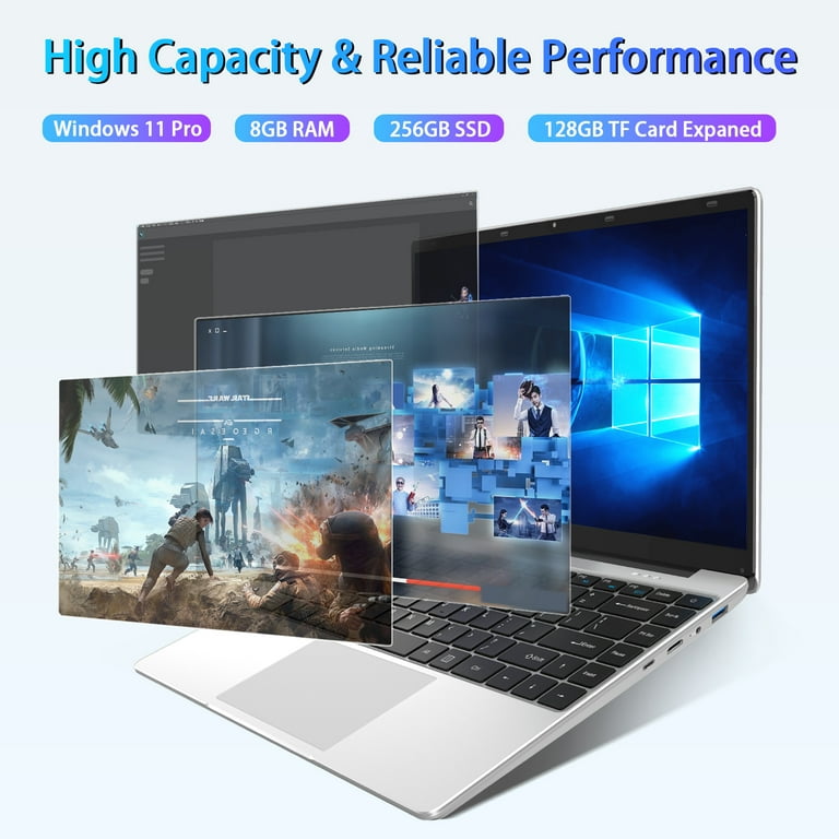 Temlicolo 14.1in Laptop, Windows 11 Pro, 8GB DDR4, 256GB SSD