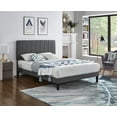 thumbnail image 1 of Grey PU Leather Bed w Adjustable Headboard w Vertical Tufting - Full, 1 of 1