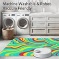 thumbnail image 5 of ODIKA 2'x3' Machine Washable Non-Slip Area Rug, Vivid Interlocking Waves with Playful Ombre Accents and Dynamic Stripes High Traffic Rug with Pad, Cyan, 702974, 5 of 8