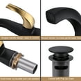 thumbnail image 5 of Wowow Black and Gold Single Hole 1-Handle Bathroom Sink Faucet with Drain and Deck Plate, 5 of 8