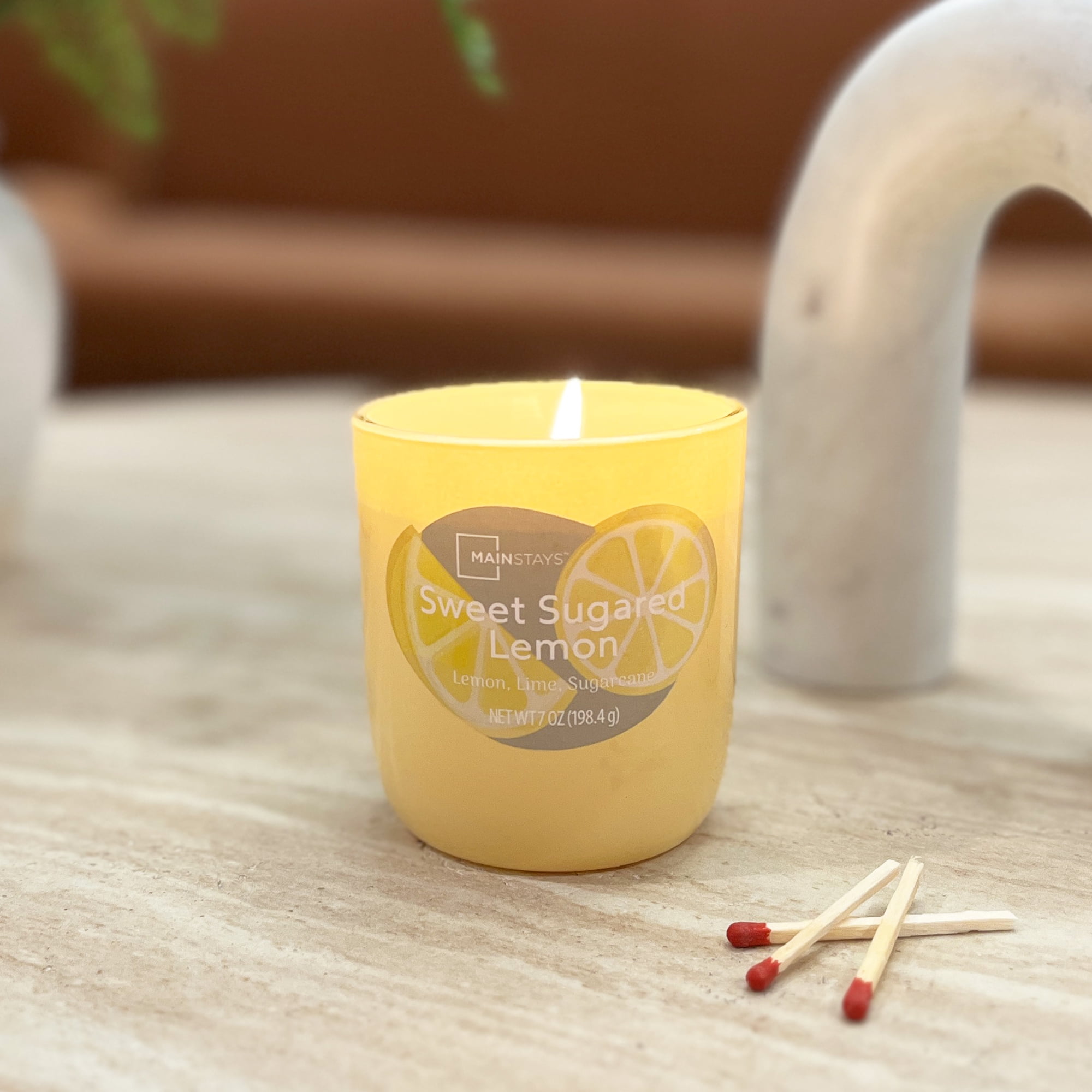 Mainstays 1-Wick Glossy Glass Candle, Sweet Sugared Lemon, 7 oz