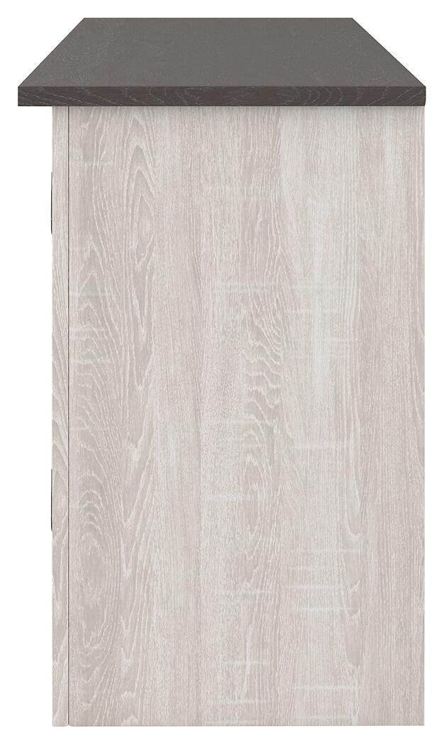 Signature Design by Ashley Dorrinson TV Stand with Fireplace Option, Two-Tone, Farmhouse Entertainment Center for TVs up to 65" with Glass Doors