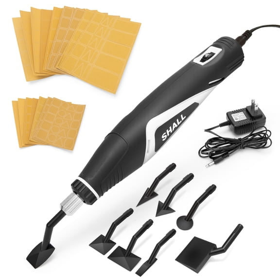 SHALL Mini Pen Sander, 12V Electric Reciprocating Sander with 4 Adjustable Speed, Compact Pen Sander Tool with 8 Sanding Heads and 18 Sanding Sheets for Polishing, Finishing, DIY Crafts