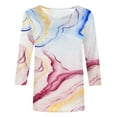 thumbnail image 4 of CHUANK T-Shirts pour Femmes à Manches Trois-Quarts, Coupe Ajustée à Motif Floral, T-Shirts Blancs, Chemises pour Femmes, Manches 3/4 au Coude, Col Rond, Chemises Décontractées pour Femmes, Liquidation, Blouses et Hauts Boho, Vert TG, 4 of 5