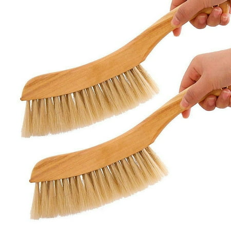 

2X Counter Duster Soft Bristles Debris Dust Hair Cleaning Brush with Wood Handle for Bed Sheets Clothes Sofa Carpet