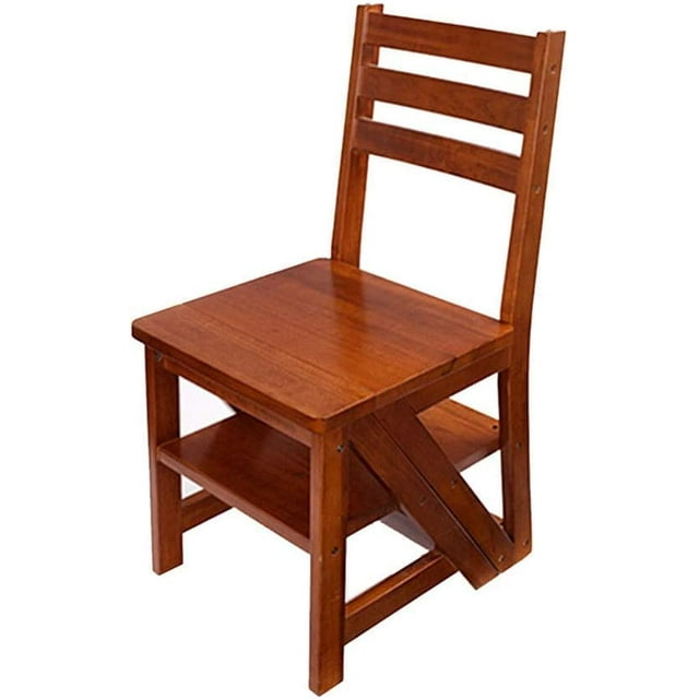Folding Chair Staircase Chair Solid Wood Step Stool Home Ladder Chair Ladder Chair Stool Wooden Ladder Step Stool (Color: Wood Color Size: 47CM44CM92CM) Size:47CM44CM92CM Colour: Wood C