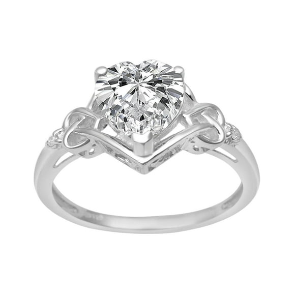 8 MM Heart Shape White CZ 925 Sterling Silver Valentines Day Gifts Women Love Ring