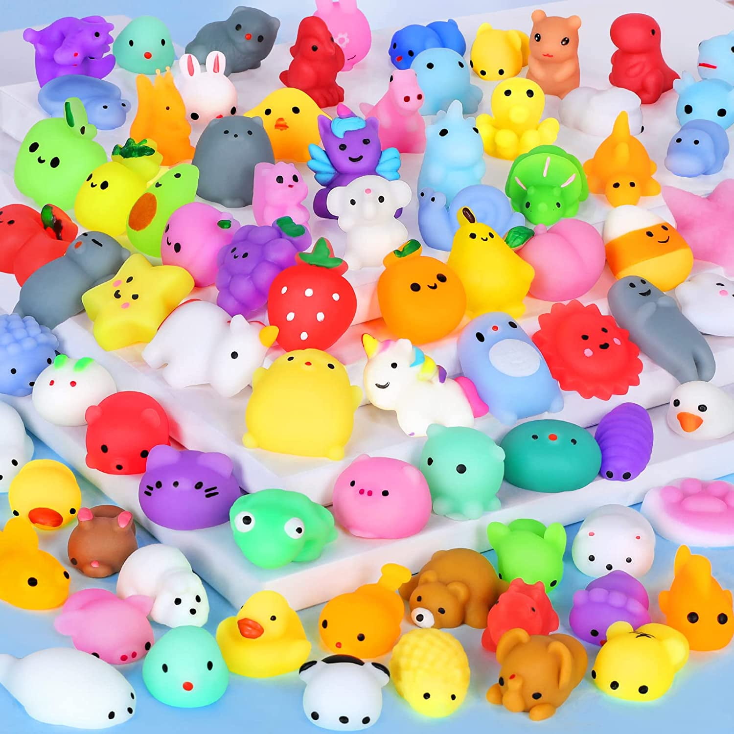 Mini Animal Squishy Pack - 20 Pieces Random Mochi Squishies Party Favor  Toys for Kids - Soft Squeezable Stress Reliever Squeeze stocking fillers