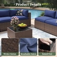 thumbnail image 7 of Aoxun 11 Piece Patio Furniture Set Wicker Rattan Patio Conversation Set Outdoor Sectional Sofa Set with Coffee Table and 4” Thickened Cushions, Blue(Waterproof Cover Included), 7 of 7