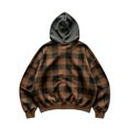 thumbnail image 5 of JIAYUE Men Zip Up Hoodie Stylish Plaid Color Block Oversize Long Sleeve With Pocket Sweatshirt Outerwear for Casual Fashion Style, 5 of 5