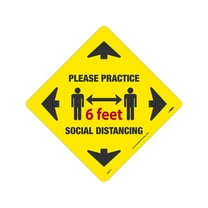 National Marker Walk-On Floor Decal "Please Practice Social Distancing " 12" x 12" Yellow (WFS71)