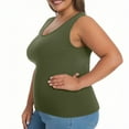 thumbnail image 6 of Tdoqot Built in Bra Plus Size Tank Tops for Women- Basic Camisole Casual Soft Wider Strap Summer Undershirts Army Green Size 3XL, 6 of 7