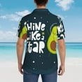 thumbnail image 4 of Pofeuu Avocado in Space1 Print Hawaiian Shirt for Men Sleeves Casual Button Down Summer Beach Dress Shirts T-Shirts,3X-Large, 4 of 7