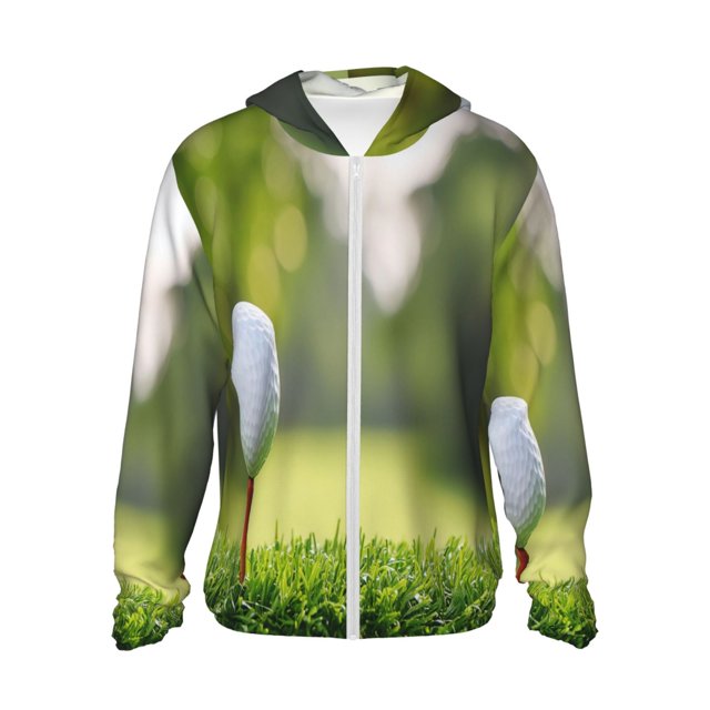 Balery golf ball perched on a tee Sudadera ligera de manga larga con capucha y protección solar UPF 50+ para hombre y mujer, ideal para pesca y running-XX-Large