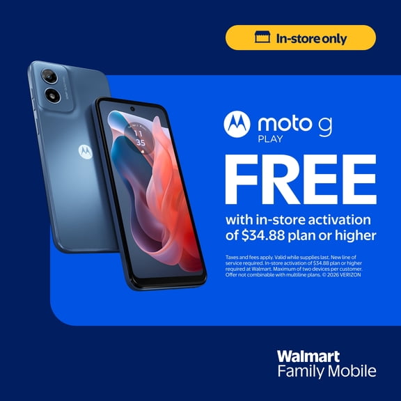 Walmart Family Mobile moto g Play 2024, 64GB, 4G, Blue - Prepaid Smartphone [Locked to Walmart Family Mobile]