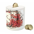 thumbnail image 3 of Japanese Piggy Bank, Cherry Blossom Sakura Branch Brushstrokes Image Print, Ceramic Coin Bank Money Box for Cash Saving, 3.6" X 3.2", Red and Brown, by Ambesonne, 3 of 4
