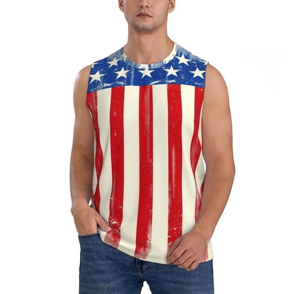 Balery America Flags2 Camisetas sin mangas para hombre, absorbe la humedad y protege contra el mal olor.-3X-Large