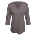 thumbnail image 4 of MIXUE Boho Tops For Women Summer Solid Color V Neck Long Sleeve Fashion Casual Loose Pullover Shirts For Women Tshirts Streetwear,Gray,XL, 4 of 5