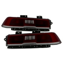 AKKON - Fits 2014-2015 Chevy Camaro Chrome Dark Red Tail Lights Brake Lamp Pair Driver Left Passenger Right Replacement
