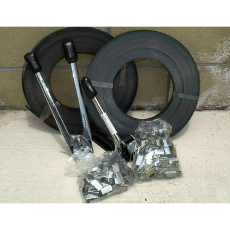 1,800# LOAD STEEL STRAPPING BANDING TOOL KIT SET Steel Strapping Kit 1500 CRIMPS & 600 FEET STEEL &